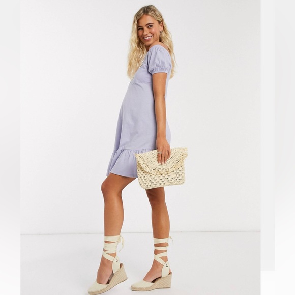 NWOT ASOS Maternity Off the Shoulder Purple Dress - Picture 9 of 9